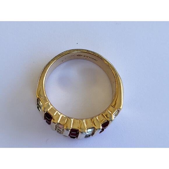 Vintage Gold Ring 18k HGE Faux Rubies & Diamonds Arthur M Anderson Size 6.75 - Picture 9 of 9